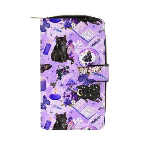 Portefeuille gothique chat noir en cuir pour ranger toutes vos cartes
