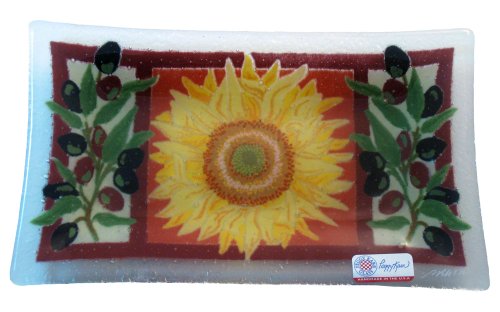 Peggy Karr Handcrafted Art Glass Tuscany Serving Tray, Rectangular, 10-Inch