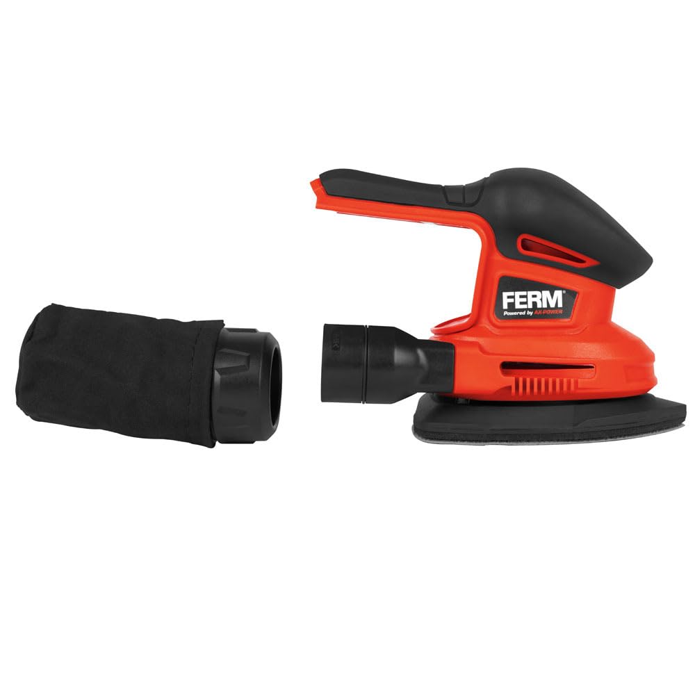 FERM AX-Power Ponceuse Delta sans fil - 280W - Vitesse variable - 6 feuilles abrasives - Adaptateur aspirateur - Softgrip - Pour bois et métal - Sans batterie ni chargeur