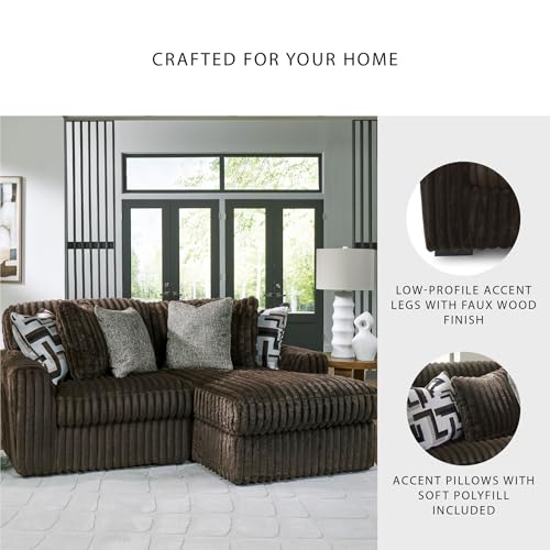 Image of Signature Design by Ashley 2-Piece Sectional Couch with Chaise, Chocolate