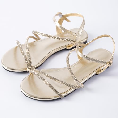 Image of Mtzyoa Women Flat Sandals Dressy Strappy Gladiator Summer Ankle Strap Nude Open Toe Comfortable Wedding Casual Leather Ladies Party Trendy Vacation