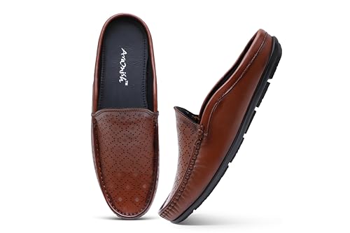 Image of ARAMISH Genuine Leather Loafers Open Back Shoes for Men