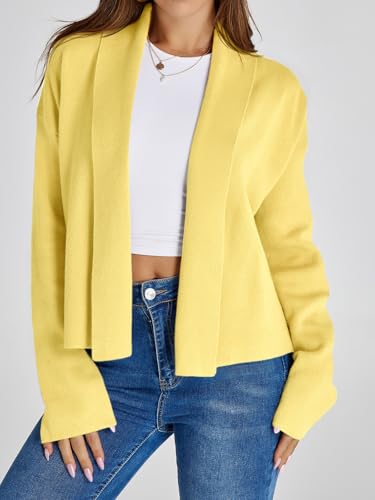 Image of Saodimallsu Womens Cropped Cardigan Open Front Shawl 2026 Fall Trendy Long Sleeve Sweater Jacket