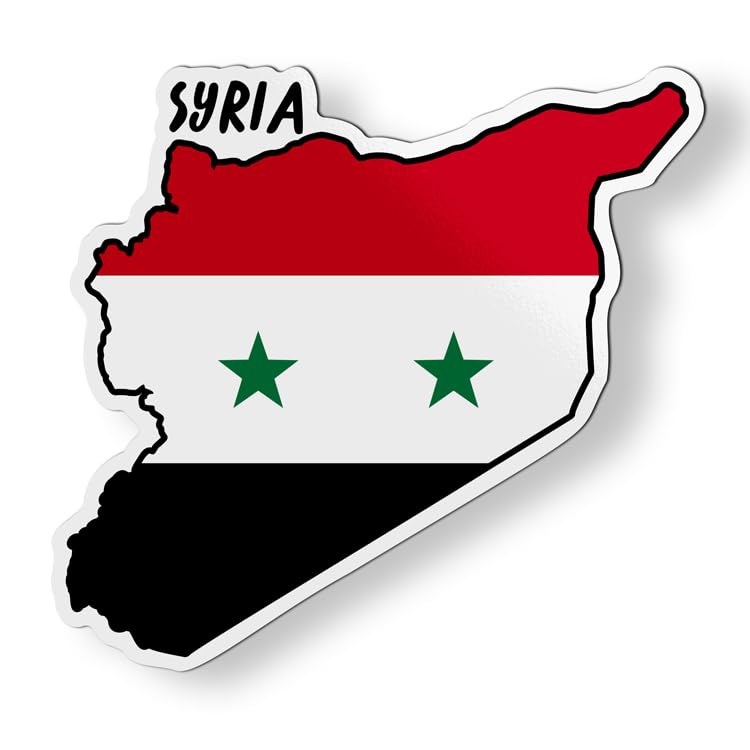 Syria Map with Flag Magnet for Car Fridge Locker Metal Door - 4"