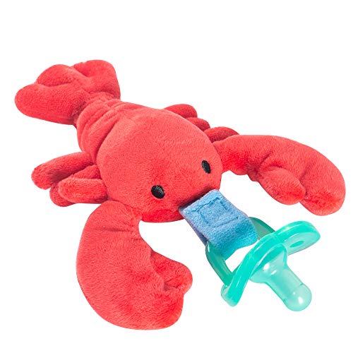 Image of Baby Newborn Pacifier - Infant Pacifiers Soothie Snuggle - Lobster Pacifier Holder- 3, 6, 9, 12 Months - Baby Comfort Binky with Detachable Plush Toy