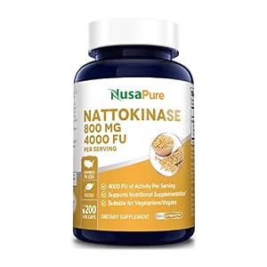 NusaPure Nattokinase 4000 FU 200 Veggie Capsules (Non-GMO & Gluten Free)