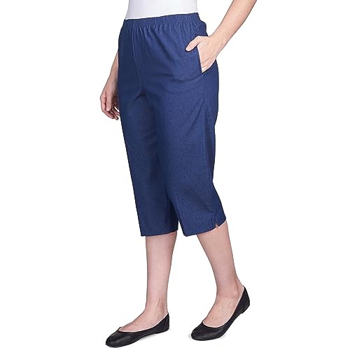 Alfred Dunner Women's All Around Denim Missy Capris Pants-Elastic Waist Jeans3