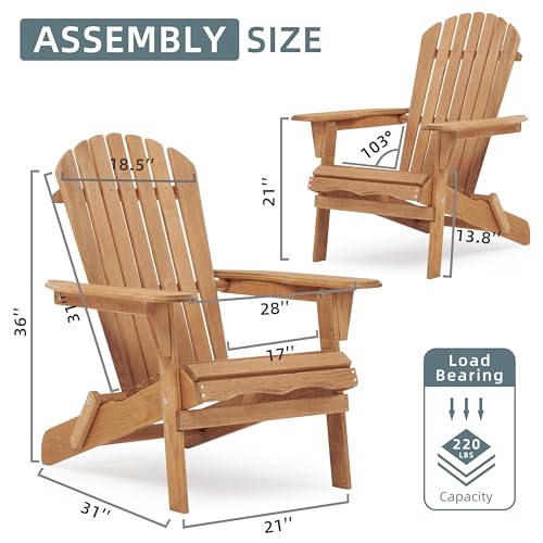 Wood-Natrl NEW-WOOD-NATRL-ADIRONDACK CHAIR-NE-2 Wooden Folding Adirondack Chair Set Of 2 thumb #2