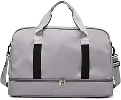 Bolsa Mala Para Viagem Academia De Grande Capacidade De Camada Dupla(Cinza)