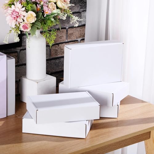 Image of Qilery 60 Pcs 9 x 6 x 2 Inches Shipping Boxes Corrugated Cardboard White Mailer Boxes Packaging for Small Business Mailing Wrapping Present Gift
