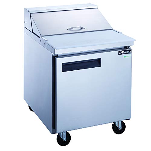 Dukers DSP29-8-S1 6.5 cu. ft. 1-Door Commercial Food Salad Sandwich Prep Table Refrigerator 29