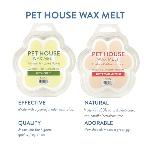 Image of Pet House Fresh Citrus, Ruby Red Grapefruit Scengted Wax Melts - Long-Lasting Plant Based Soy Scented Wax Melts Pet Friendly Pack of 2