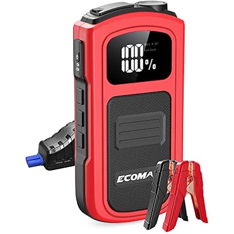 ECOMAX ECA80 Jump Starter, Car Battery Jump Starter, 1500A Peak 15000mAh Portable Car Jump Starter Battery Pack (7L Gas/5L Diesel) with USB/Type-C Quick Charging, LCD Display and LED Light Cover