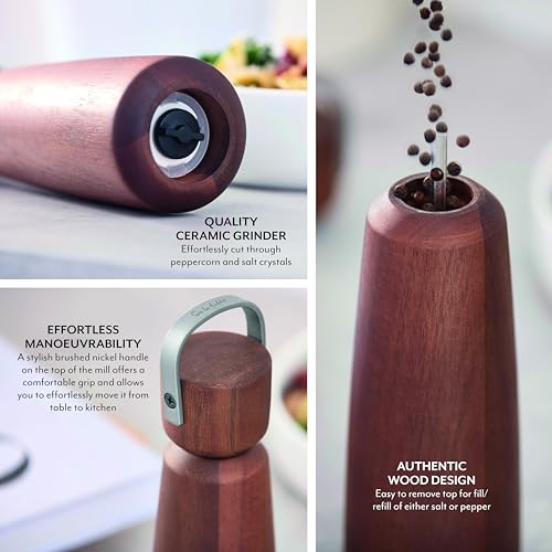 Sur La Table Core Large Manual Salt or Pepper Mill, Brushed Nickel Handle, Easy Grind Mechanism, Ceramic Grinder, 45.7ml Capacity, Walnut Colour, SLT847113 - Image 6
