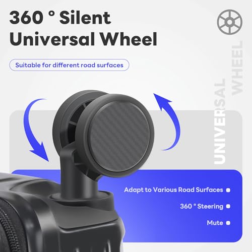 Carry-on with Cup Holder & USB Port Carry on Luggage Durable Luggage Suitcase Lightweight Hardside Luggage with TSA lock & Phone Holder 360° double spinner Wheels (Black=20lnch, 20lnch)2