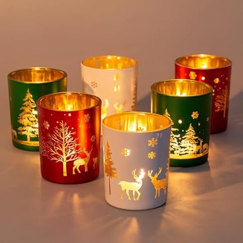 Romadedi Set of 6 Christmas Candle Holders Cover