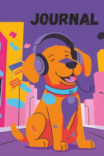 Colorful Vibrant Cartoon Dog With Headphones Journal (Notebook, Diary): Lined Notebook for Notes, Journaling, Lists, & More | Created Especially for Dog Lovers | 6x9 inches | 120 pages