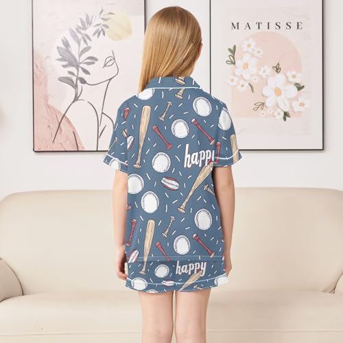 ALAZA Funny Baseball Ball Sport Satin Pajamas Set Short Sleeve Button Down Sleepwear Summer Pjs 2 Piece4