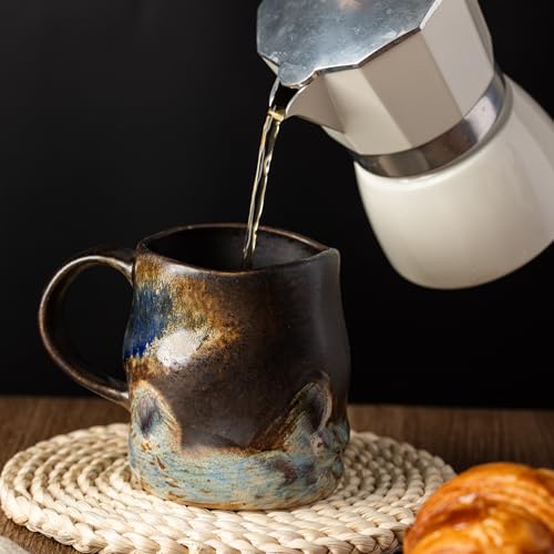 Taza de cerámica cerámica de 11 oz con cuchara y pintura artesanal miniatura 2
