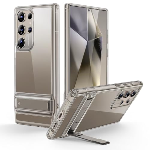 ESR for Samsung Galaxy S24 Ultra Phone Case, 3 Stand Modes Kickstand for S24 Ultra Cover, Military-Grade Drop Protection, Slim Fit, Boost Series Case, Clear Grey