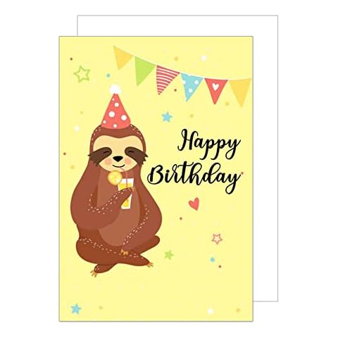 Edition Seidel Exclusive Premium Birthday Card with Envelope Greetings Card Birthday Children Boy Girl Sloth One Single Funny Card Billet Cover
