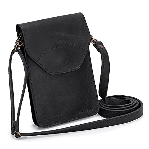 Mini Bolsa Feminina Porta Celular/documentos Couro Legítimo (Preto)