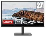 Lenovo L27e-30 - Écran 27' (FHD, IPS, 75Hz, 4 ms, HDMI+VGA, Cable HDMI, FreeSync, Support pour Téléphone) Réglage en inclinaison - Noir