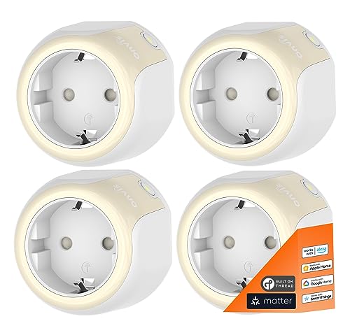 Onvis Thread Steckdose, Matter Smart Plug Funktioniert mit Alexa, Apple HomeKit, Google Home, App- und Sprachsteuerung, Timer, Kann Thread-Netzwerk erweitern, Reaktion Blitzschnell, 16A