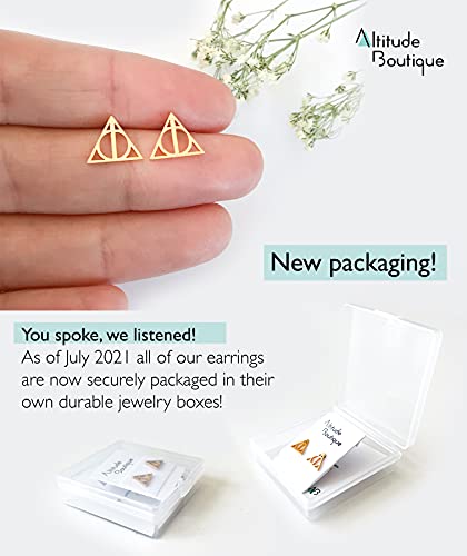 Altitude Boutique Geometric Triangle Stud Pyramid Earrings For Women |18kt Gold Plated Earrings, Hypoallergenic Statement Punk Style Earrings (Gold, Silver, Rose Gold)4