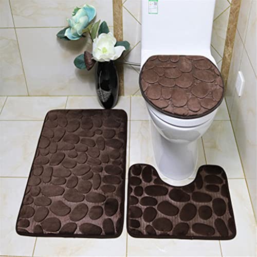Roadoor Badezimmer Teppiche Sets 3 Stück Badematte Set Rutschfest Waschbar Toilettensitz Bezug Set Toilettensitzbezug Set Weich Badezimmer Teppich Set 3 Stück Faltbar Grau – Bild 6