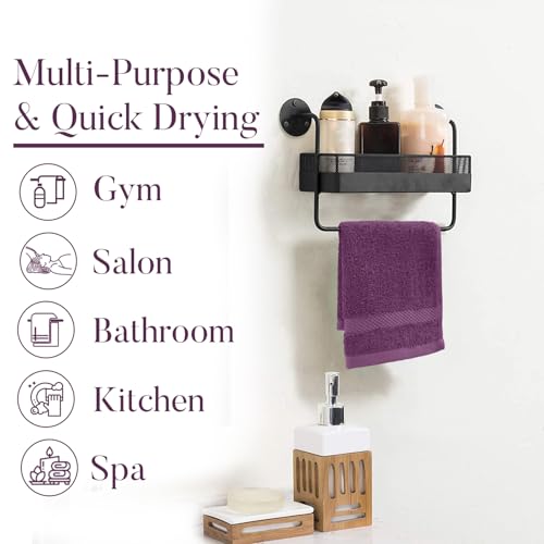 Image of DAN RIVER 12-Pack Premium 100% Cotton Purple Passion Face Towels for Bathroom - Reusable Face Wash Cloths for Showering 12 X 12 Inches - 550 GSM Super Soft & Absorbent Luxury WashCloths for Body & Spa