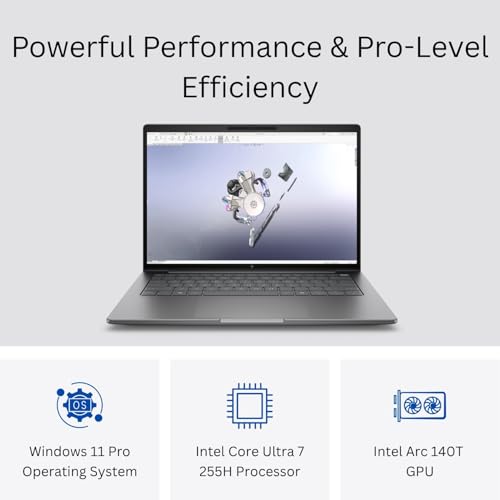 Image of HP Ultra 7 255H / 16 GB DDR5 RAM / 1 TB SSD /Windows 11 Pro /5 MP IR AI Camera / 14.0 inch AG WUXGA /Intel Wi-Fi 7 BE201 (2x2) and Bluetooth 5.4 /Fingerprint Reader (C1JN5PT)