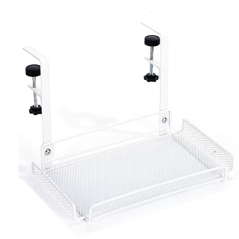Littimoon No Drill Under Desk Cable Management Tray with Clamp-Premium Wire Tray Cord Organizer - Thin Steel Cable Tray Basket A