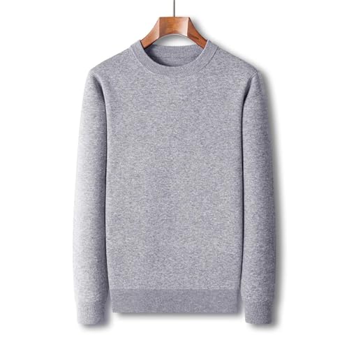 Men'S Solid Wool Knitted Top Pullover Thick Autumn and Winter O-Neck Long-Sleeved Warm Sweater3
