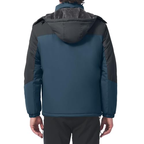 Image of Men's Winter Ski Jacket Waterproof Fleece Coat Warm Insulated Snowboard Jackets Parka Raincoat With Multi-Pockets