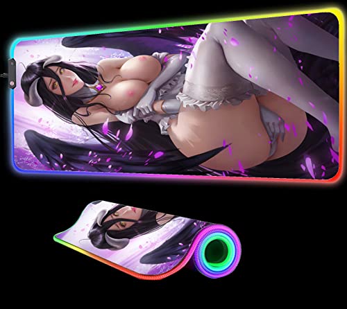 Chest Sexy Anime Girl Overlord Gaming Mouse Pad RGB Laptop USB Luminous LED Home Office Gaming Accessories Desk Mat 24 inch x12 inch, XX-Large