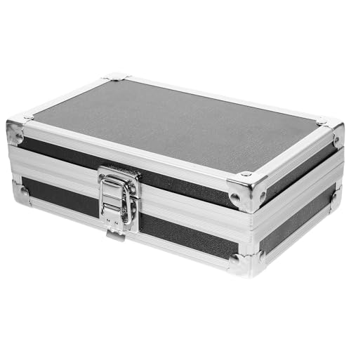 Multipurpose Tool Mini Aluminum Case, 4.2inch Metal Briefcase with Lock, Hard Aluminum Carrying Case for Men, Universal Portable Tool Case for Laptop/Cosmetic/Instrument/DJ, Black