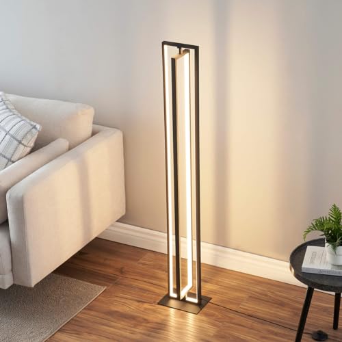 KOSILUM - Lampadaire d'interieur noir rectangulaire LED dimmable...