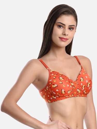 Image of FIMS - Fashion is my style Women Cotton Blend Floral Lightly Padded Bra Non-Wired Full Coverage Multicolor Cup- B