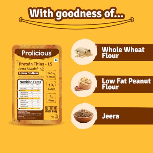 Image of Prolicious High Protein High Fiber Jeera Ajwain Thins| No Plam Oil |Low Salt | Ideal for weightloss & PCOS | Healthy Snack | Single Pack 50g
