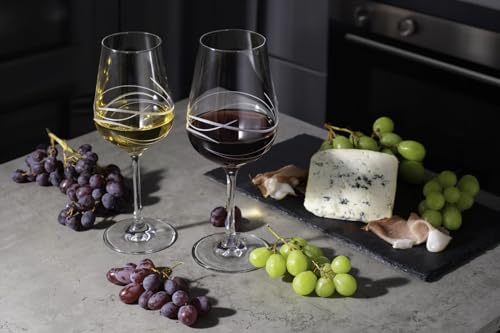 DIAMANTE Fantasy Hand Cut White Wine Glasses Made from Lead Free Crystal - Set of 6-360ml