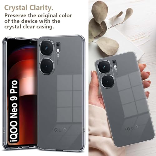 Image of XIVY Crystal Clear Hard Case Cover for iQOO Neo 9 Pro 5G - Ultra Hybrid Transparent Shockproof Back Cover with Anti-Yellow | Camera Protective Case