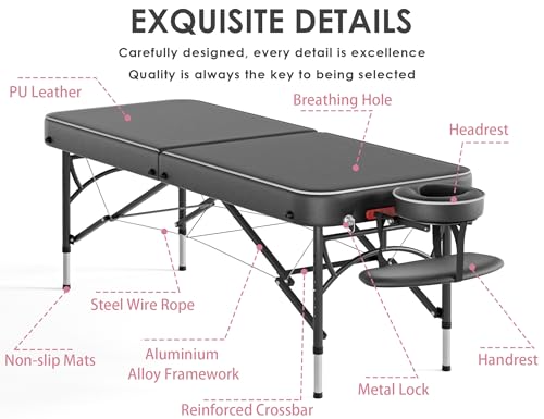 Image of CLORIS 84 inch Professional Massage Table 2 Section Portable Hold Up to 1100LBS