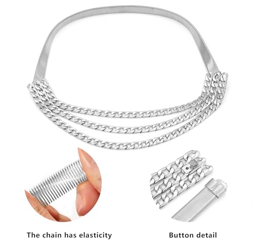 Skinny Stretch Chain Belts Metal Elastic Waist Belts Women Multilayer Thin Belt for Dress4