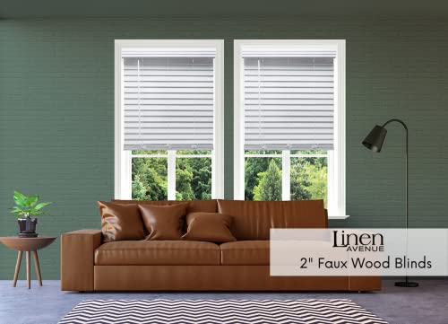 Linen Avenue Cordless Faux Wood Blind White 24 W X 36 H, Flush Inside Mount (No Valance Returns) #TOP7