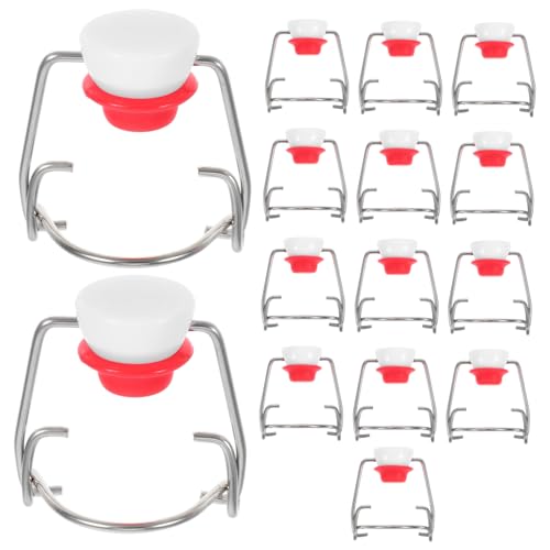Cabilock 15pcs Beer Lid Flip Top Glass Bottles Lid for Glass Bottle Small Bottles for Liquids Bottle Caps Cork Stoppers Glass Milk Bottle Lids Replacement Bottle Tops Silicone Red