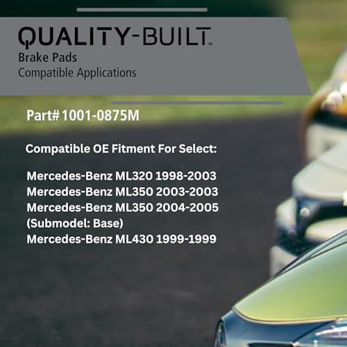 Image of QUALITY-BUILT Rear Semi-Metallic Brake Pads, Premium 1001-0875M, Compatible with 1998-2005 Mercedes-Benz (ML320, ML350, ML430)