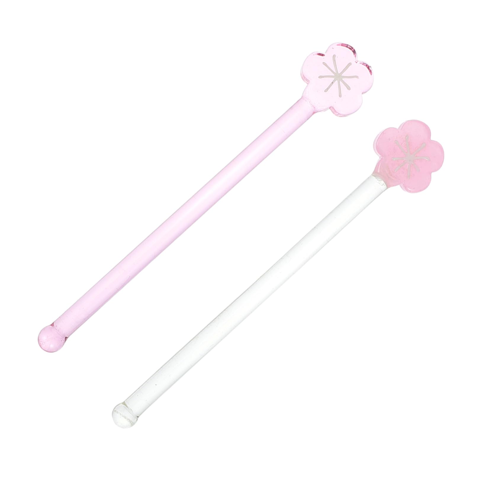 OUNONA Floral Pattern Glass Stirring Rods 2pcs Reusable Beverage Stirrers for Parties Bars