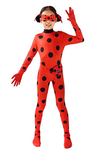 DAZCOS Child Size Cosplay Costume Black Spot Red Jumpsuit with Headwear (3-4T) - Thumbnail 4