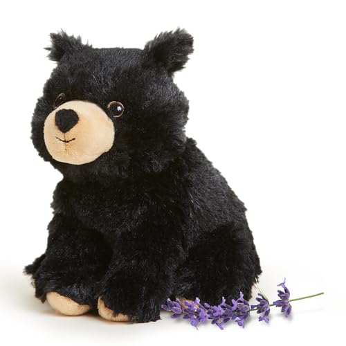 Image of warmies Junior Microwavable & Weighted Stuffed Animals, Black Bear - Heated Stuffed Animal Plushie for Warmth & Comfort - Cute Soft Plush Toys for Adults & Children (Boys, Girls, Babies & Toddlers)